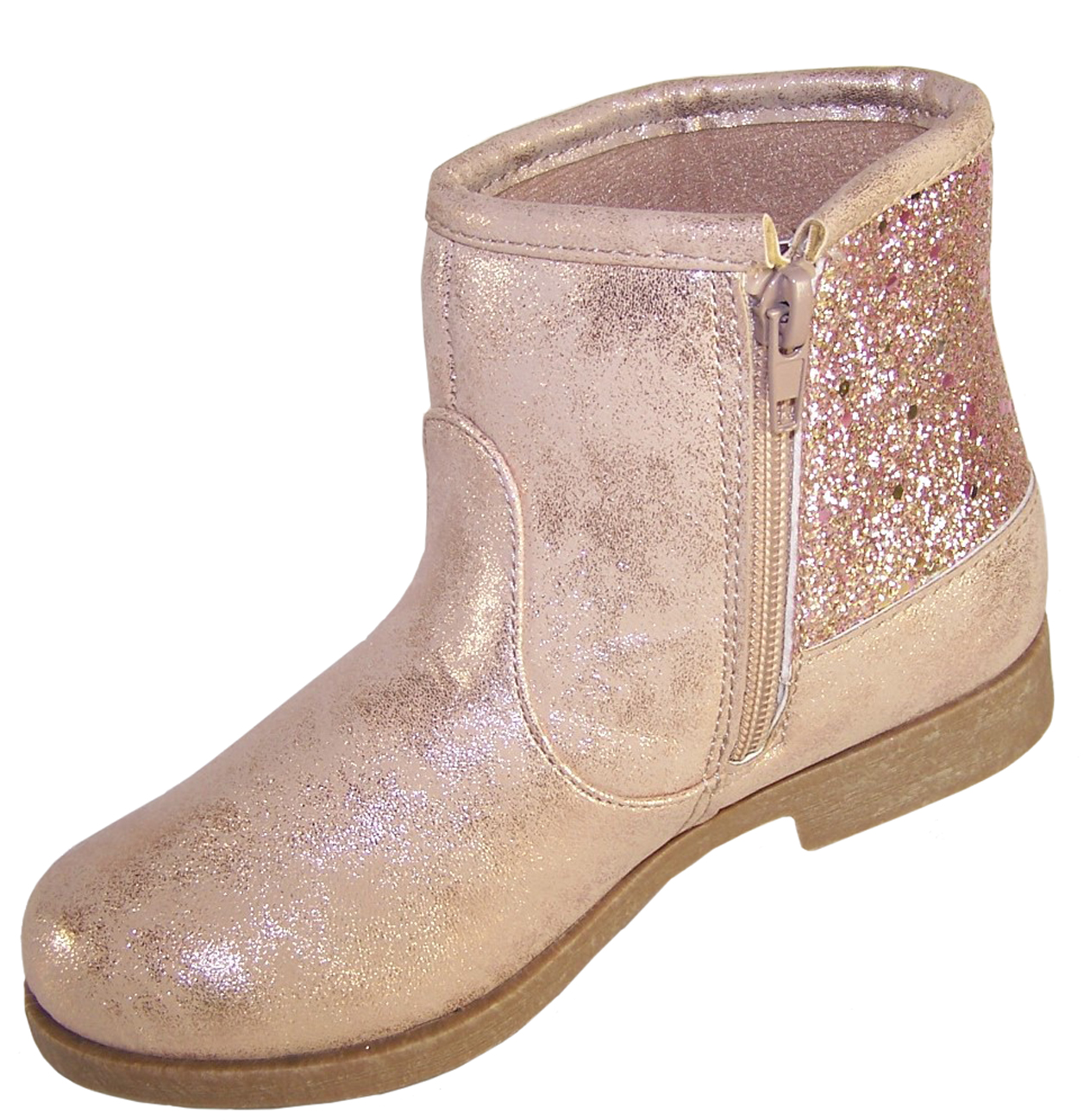 Girls sparkly pink Unicorn ankle boots-5910