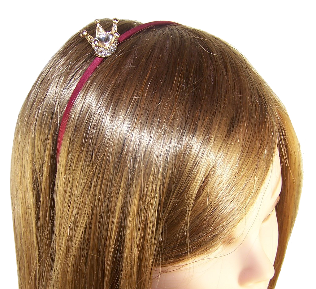 Girls red headband with sparkly crown-6063