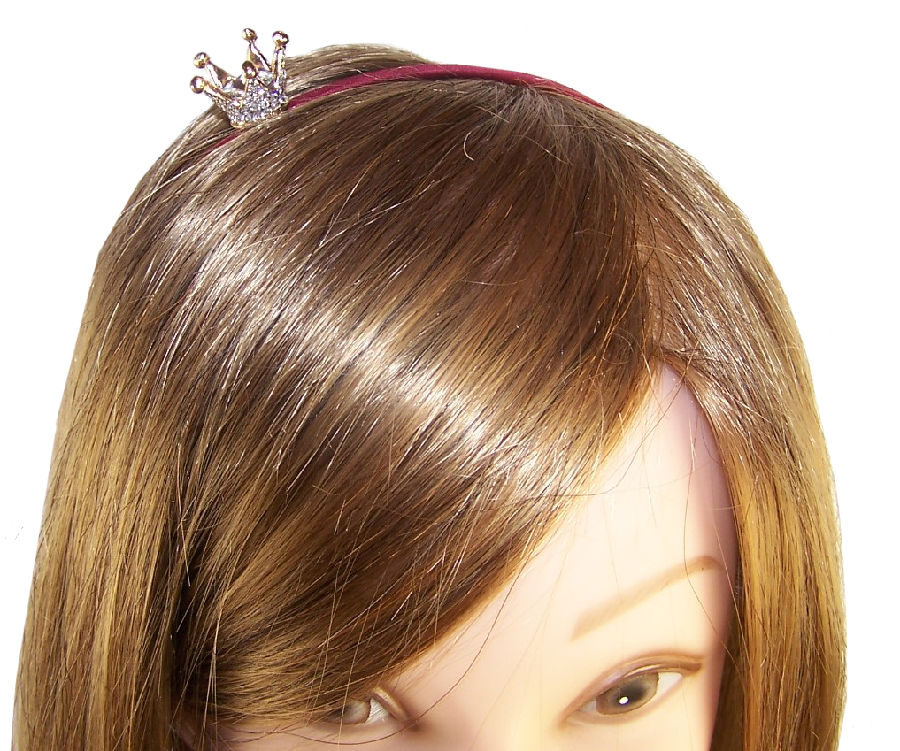Girls red headband with sparkly crown-6062