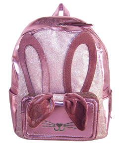 Girls pink PU and glitter bunny mini backpack