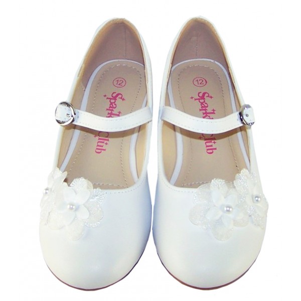 Girls white ballerina flower girl and bridesmaid shoes -6343