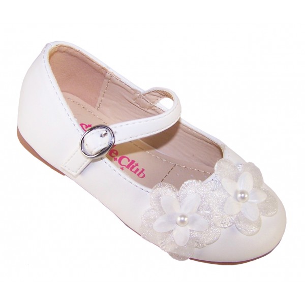 Girls white ballerina flower girl and bridesmaid shoes -6347
