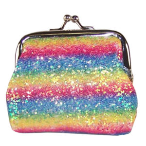 Girls sparkly rainbow glitter purse