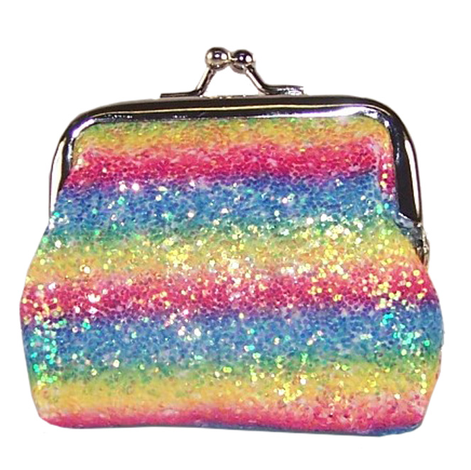 Girls sparkly rainbow glitter purse-0