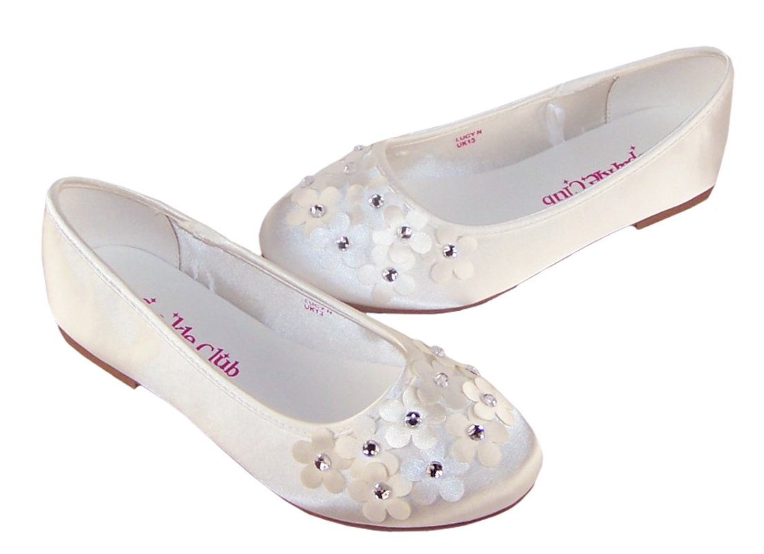 Ivory satin flower girl and bridesmaid ballerina shoes-6265