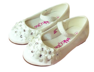 Ivory satin young flower girl and bridesmaid ballerina shoes