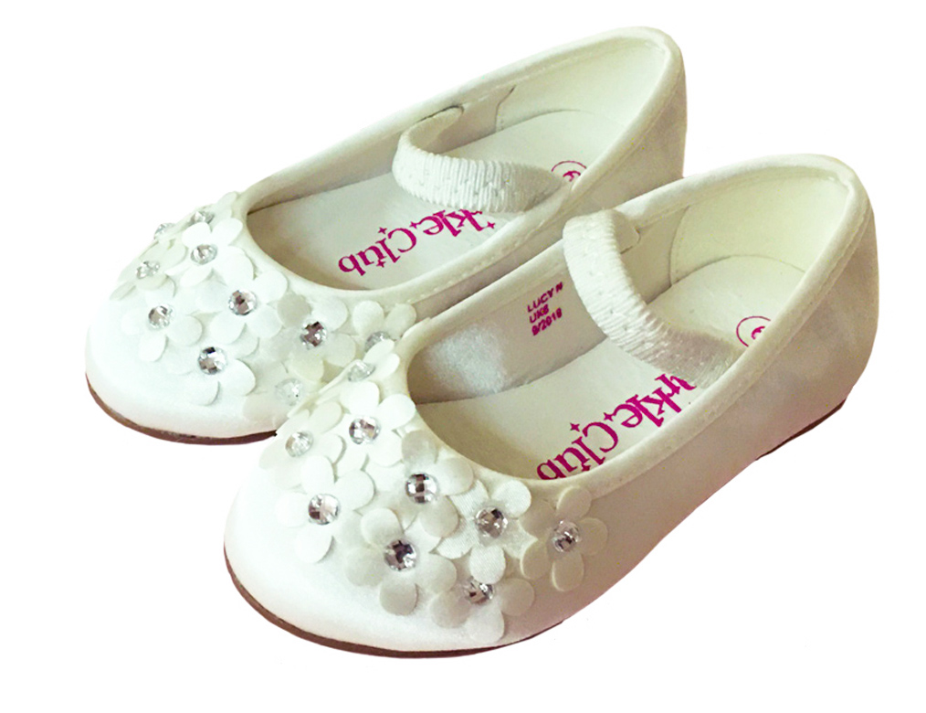Ivory satin young flower girl and bridesmaid ballerina shoes-0