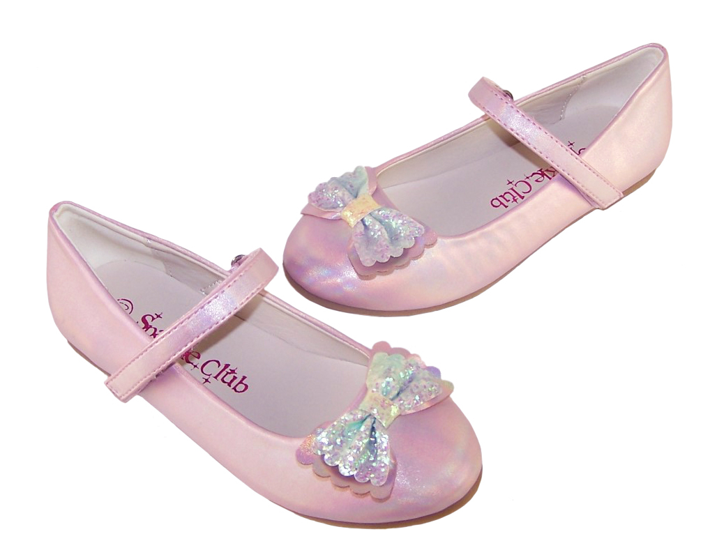 Girls pale pink sparkly ballerina party shoes-6436