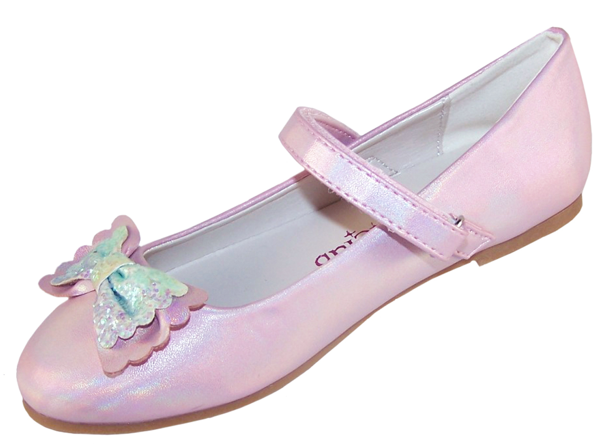 Girls pale pink sparkly ballerina party shoes-6437