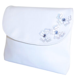 Childrens white handbag with butterfly tirms