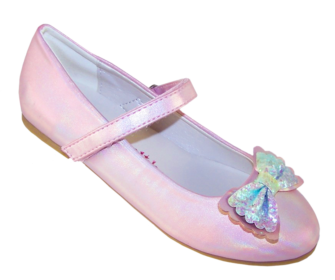 Pale pink sparkly ballerina party shoes and matching bag -6494