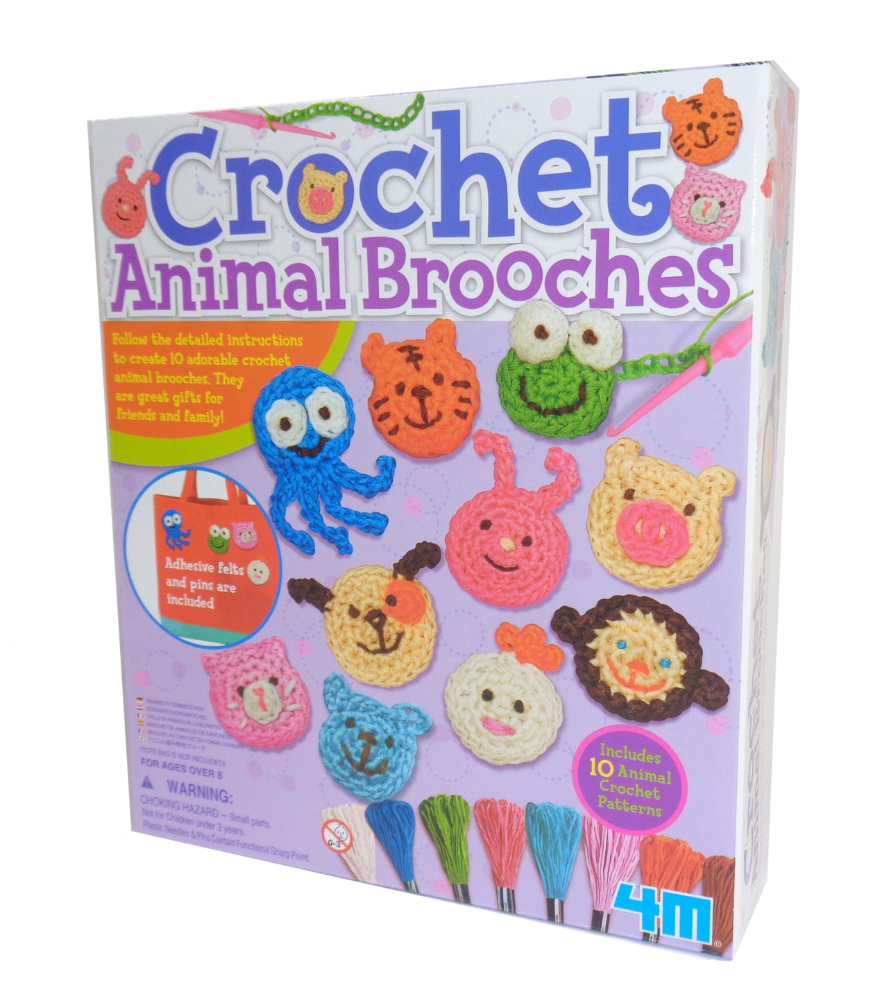 Childs crochet animal brooches craft kit-0