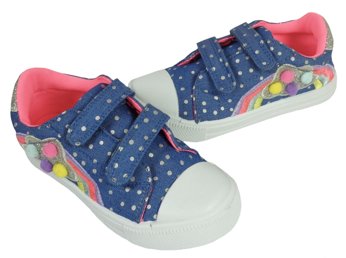 Young girls blue and rainbow sparkly trainers-6624