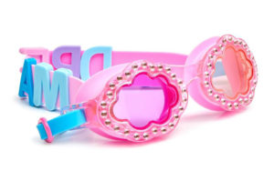 Girls fun cloud shaped pink swimming goggles with gems