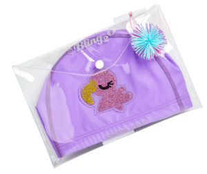 Girls neon purple silicone swimming cap
