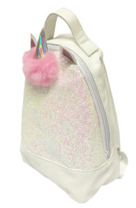 Girls white with iridescent glitter mini unicorn backpack