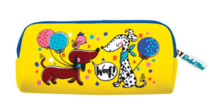 Childrens yellow cats and dogs pencil case