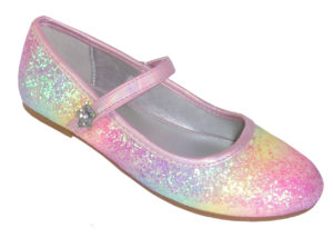Girls rainbow glitter ballerina pink shoes