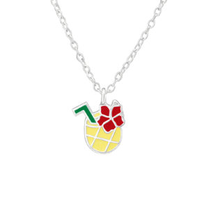 Girls sterling silver and epoxy colourful pineapple necklace