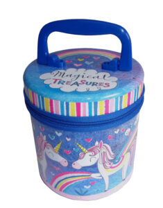 Childrens colourful Unicorn zipped storage tin