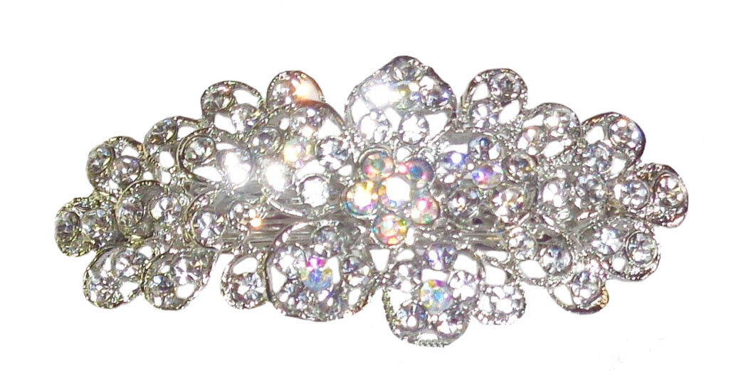 Older girls sparkly diamante flower barrette hair clip - Buy Online