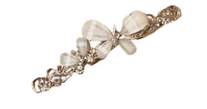Girls silver diamante and butterfly hair clip