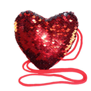 Children's red sequin heart over the body purse