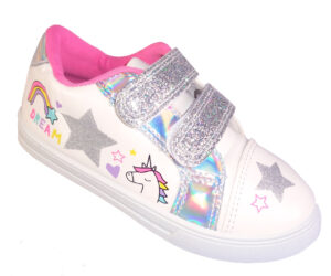 Young girls white and silver sparkly trainers