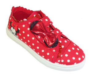 Young girls red and white Minnie Mouse canvas trainers