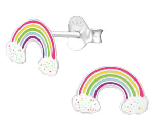Girls colourful rainbow 925 sterling silver earrings