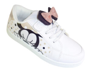 Girls white sparkly Minnie Mouse trainers