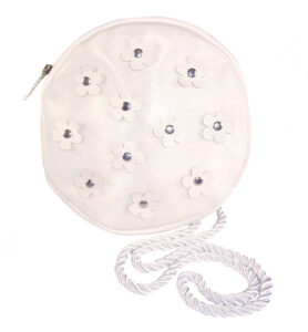 Girls pale ivory over the body circular bag