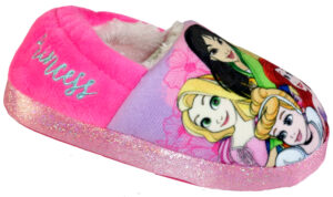Girls pink sparkly Disney princess slippers