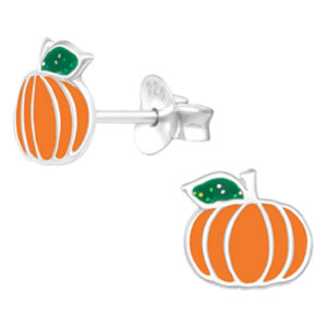 Girls Pumpkin 925 sterling silver stud earrings