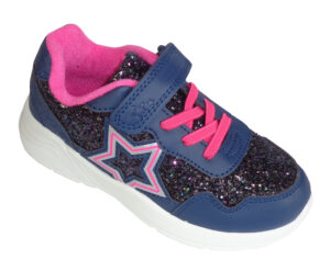 Girls sparkly glitter trainer with silver and pink glitter star