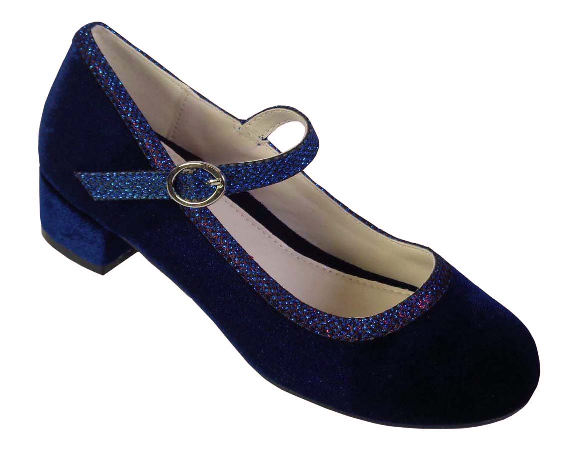 Girls blue velvet shoes
