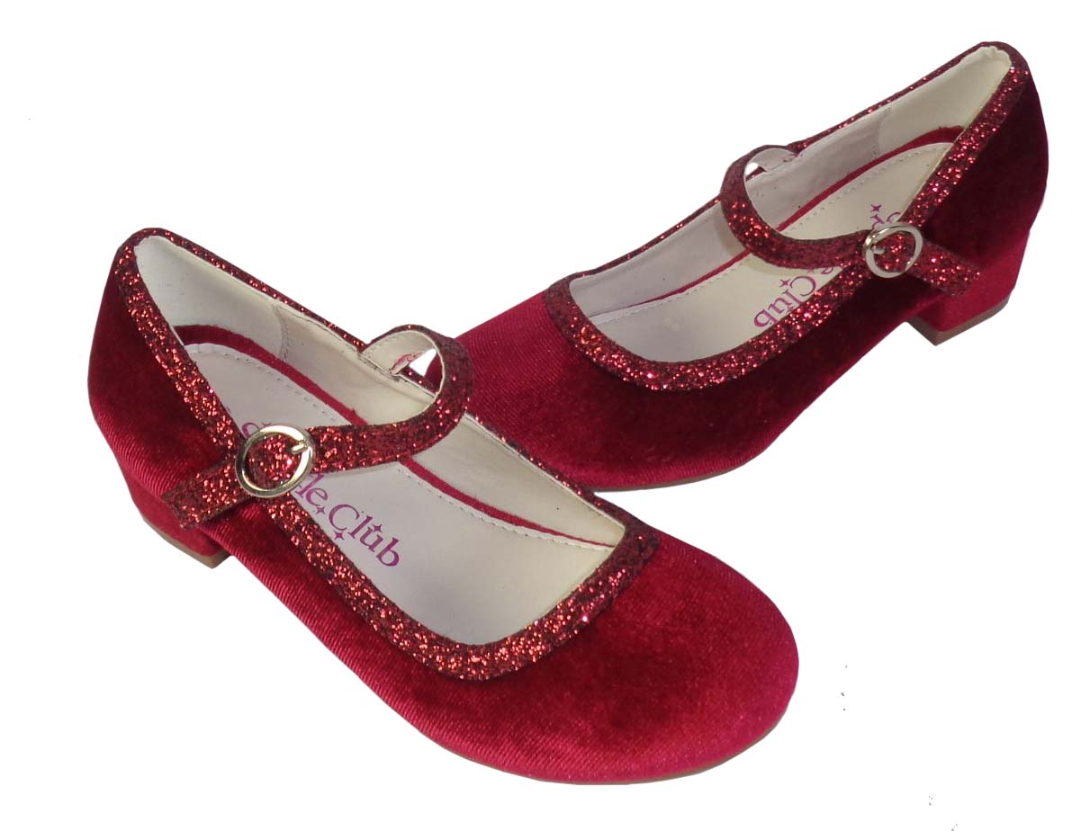 Girls red velvet shoes