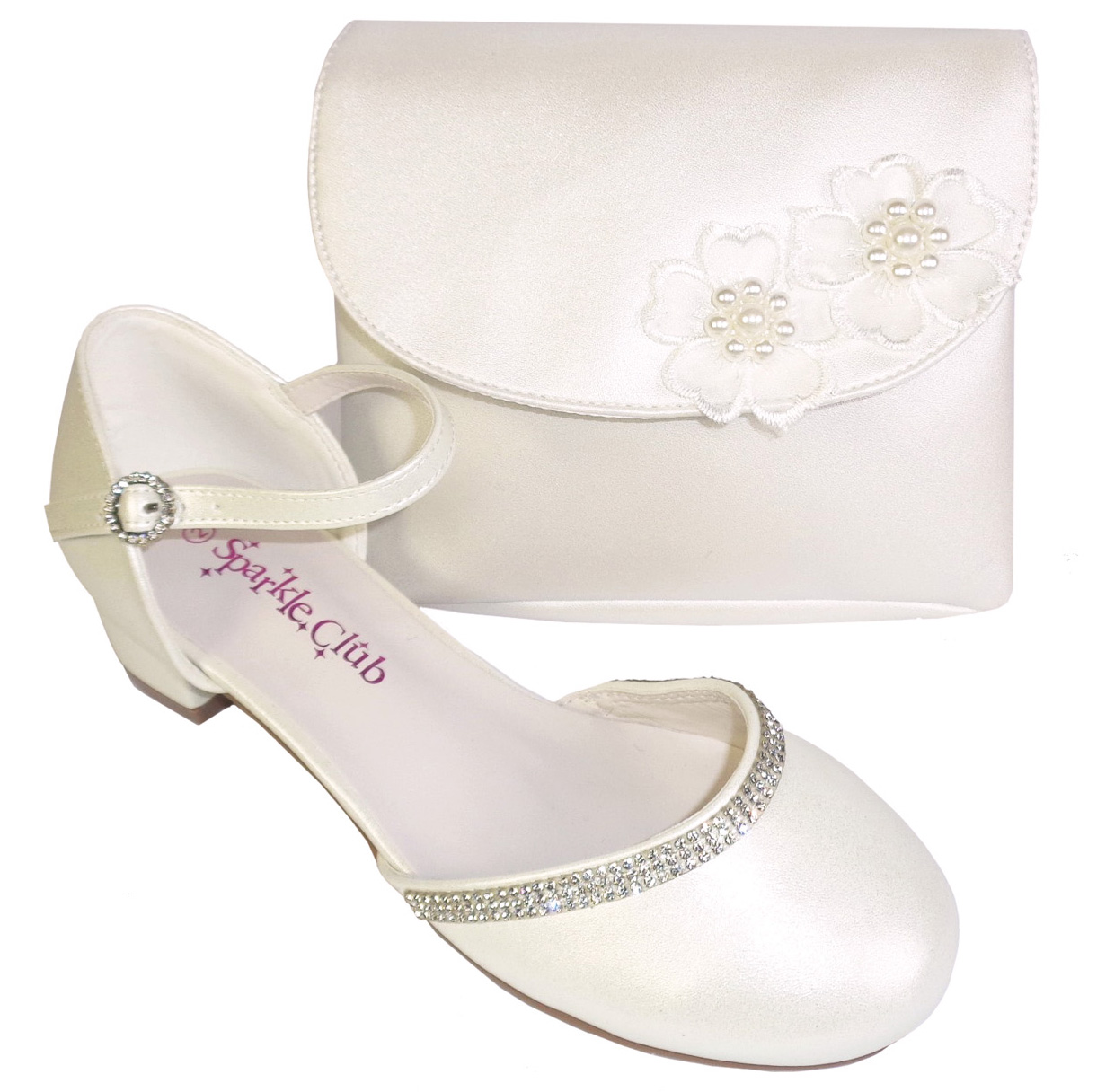 Girls ivory shoes and bag