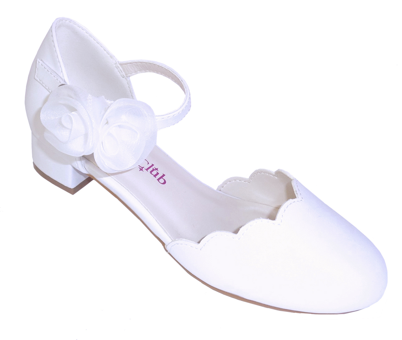 Girls white heeled shoes
