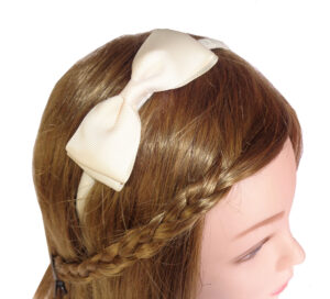 Child's ivory grosgrain bow headband