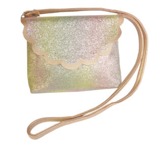 Childrens golden rainbow sparkly glitter handbag