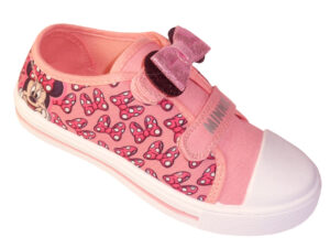 Young girls pink and white Minnie Mouse canvas trainers